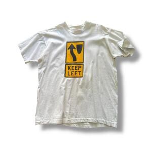 Vintage White Keep Left Street Sign Tee